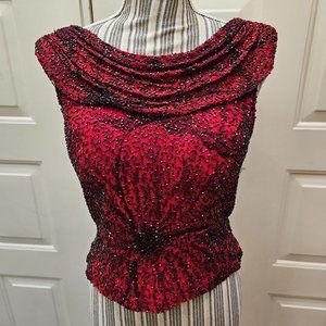Beautiful 1990s Andretta Donatello Beaded 100% Silk Top, Size M
